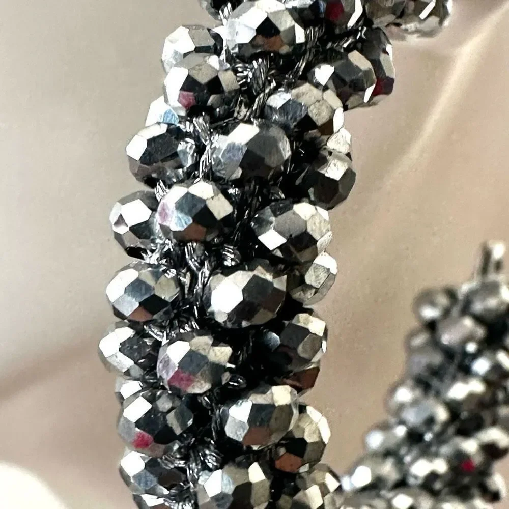 Silver beaded hoop earrings
